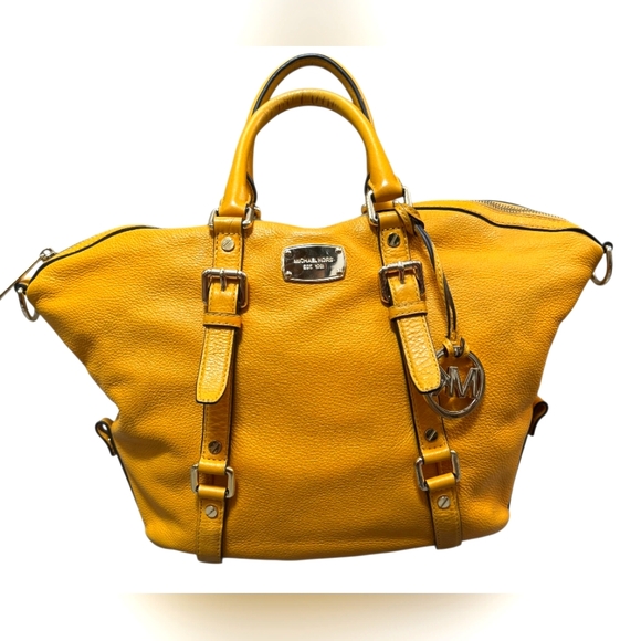 Michael Kors Yellow Pebble Leather Tote Bag - Picture 1 of 14